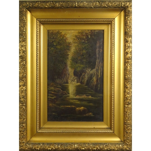 1227 - V. Allerton - Pair of oil onto canvas of waterfalls, contemporary mounted in gilt frames, 40cm x 24c... 