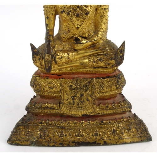 574 - Oriental Chinese gilt bronze Buddha, 16cm high