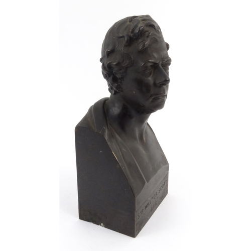 9 - Victorian bronze bust of Sir Walter Scott BARt, 32cm high