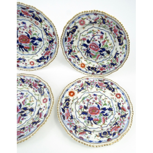 688 - Six Victorian Worchester Grainger hand coloured porcelain plates, 23cm diameter