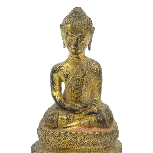 575 - Oriental Chinese gilt bronze Buddha, 15.5cm high