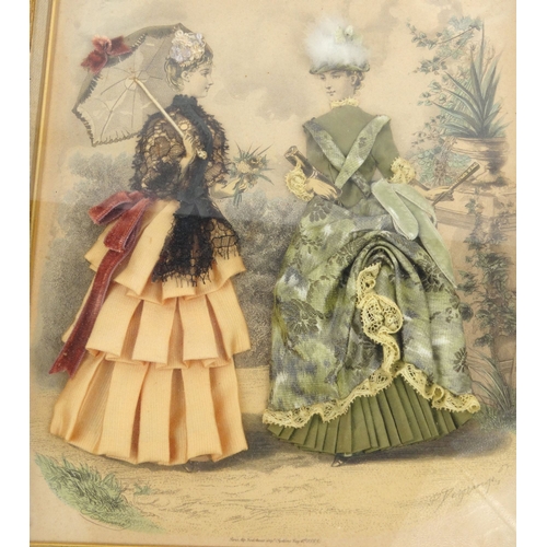 75 - French Victorian decoupage fashion print of ladies - La Mode Illustée Bureau de Journal, 56 rue Jaco... 