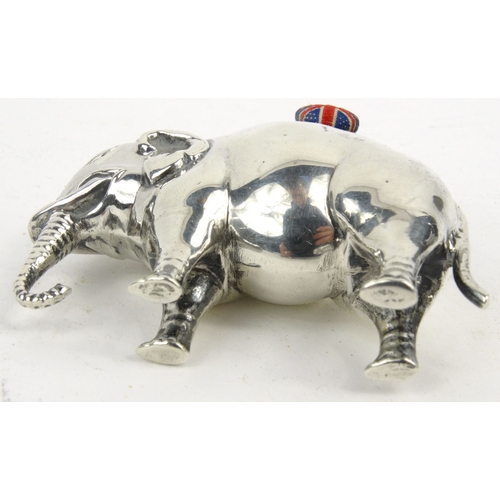 78 - Novelty silver elephant pincushion, hallmarked Birmingham 1905-06, 4.5cm high