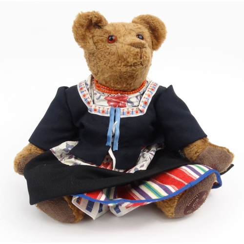 544 - Good quality handmade Dutch Tom Tie brown teddy bear with original traditional clothing, 42cm high