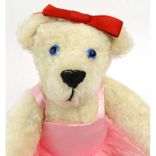 543 - Good quality handmade Dutch Tom Tie cream teddy bear with original clothing, 44cm high