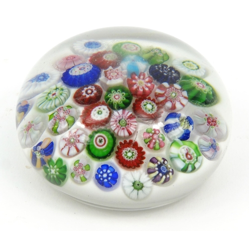760 - Victorian paperweight with colourful glass canes, 8cm diameter