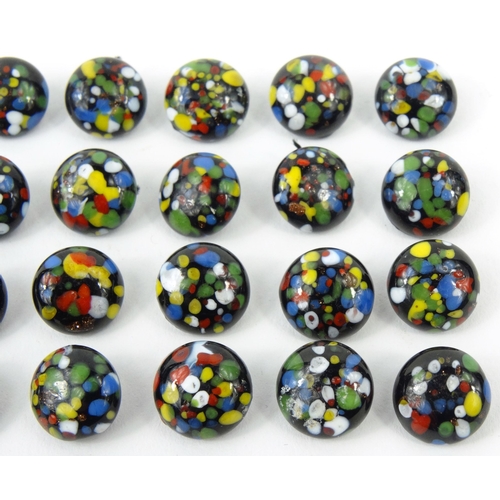 84 - Selection of bright multi-coloured glass buttons, each 0.5cm diameter