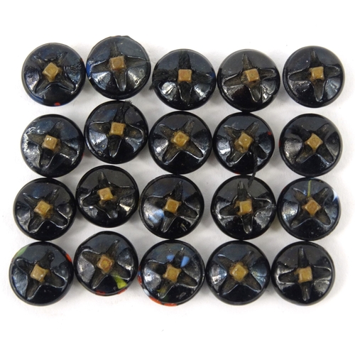 84 - Selection of bright multi-coloured glass buttons, each 0.5cm diameter