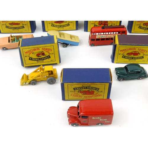 567 - Large collection of boxed Matchbox series die cast toys including trucks, vans, car transporter and ... 