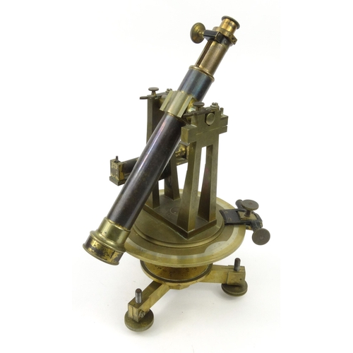 22 - Brass theodolite with silver scale, Morand & Gensse a Paris, 28cm high