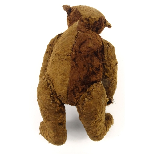 533 - *WITHDRAWN* Old straw filled teddy bear with boot black button eyes, 36cm high