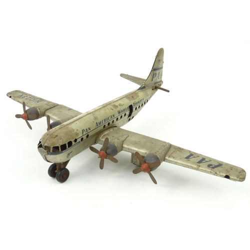 554 - Tinplate Pan-American World Airways aeroplane - The Strato-Clipper, 37cm wide