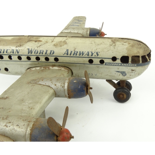 554 - Tinplate Pan-American World Airways aeroplane - The Strato-Clipper, 37cm wide