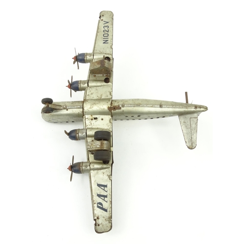 554 - Tinplate Pan-American World Airways aeroplane - The Strato-Clipper, 37cm wide