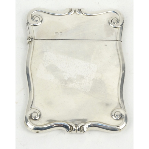 102 - Rectangular shaped silver card case, hallmarked Birmingham 1902-03, 10.2cm long