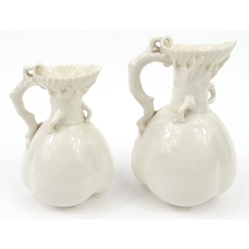 686 - Royal Worcester naturalistic porcelain jug, numbered 1507 to base, together with a similar large unm... 