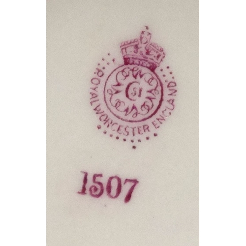 686 - Royal Worcester naturalistic porcelain jug, numbered 1507 to base, together with a similar large unm... 