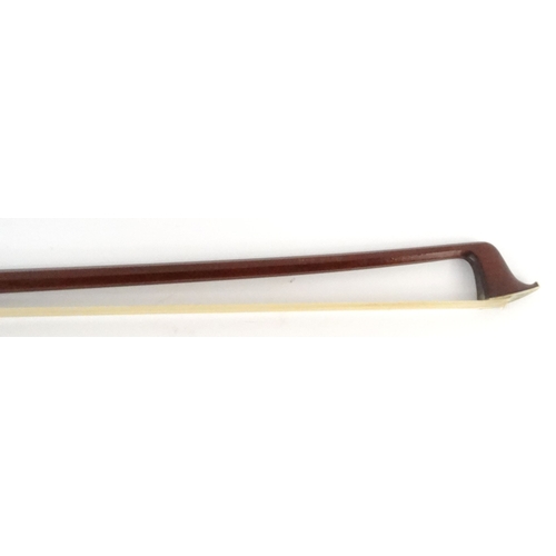 290 - Wooden violin bow, stamped 'E. Sartory A, Paris', 74cm long