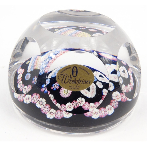 766 - Boxed Whitefriars millefiore design paperweight with bell design and original paper label, 5.5cm hig... 