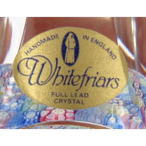 768 - Boxed Whitefriars millefiore design glass paperweight with original label, 6.5cm high