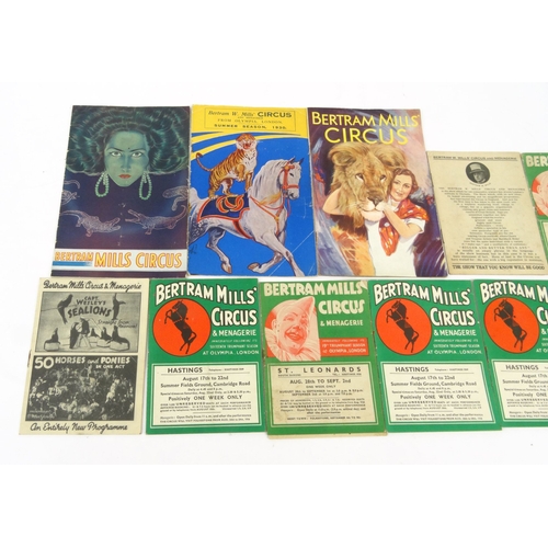 518 - Group of 1930s Bertram Mills circus programmes including Hastings, St. Leonard and Olympia London ex... 