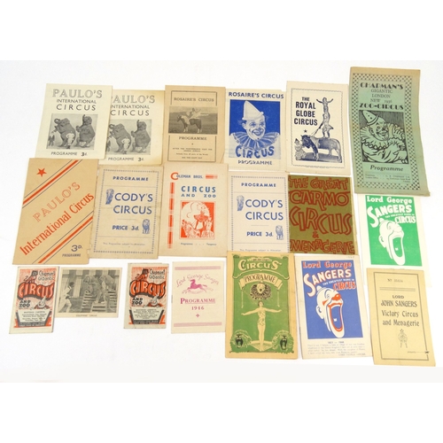 519 - Group of 1930s and 1940s circus programmes including Coleman Bros, Chapman's Zoo Circus, The Royal G... 
