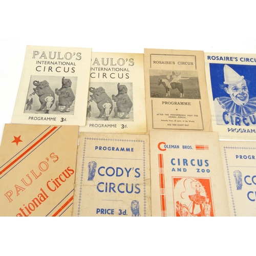 519 - Group of 1930s and 1940s circus programmes including Coleman Bros, Chapman's Zoo Circus, The Royal G... 