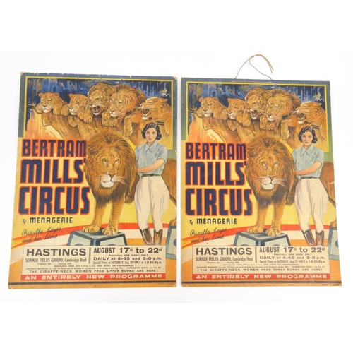 483 - Two advertising 1930s Bertram Mills Circus window hangings, published by W.E.C Berry Ltd Bradford, e... 