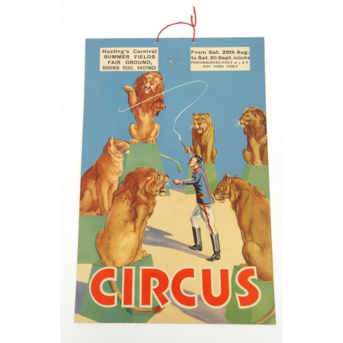 485 - 1930s advertising Bertram Mills Circus window hanging, together with one other window hanging, the B... 