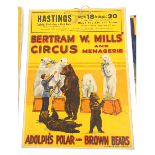 482 - Three advertising Bertram Mills Circus window hangings, published by W.E.C Berry Ltd Bradford, the l... 