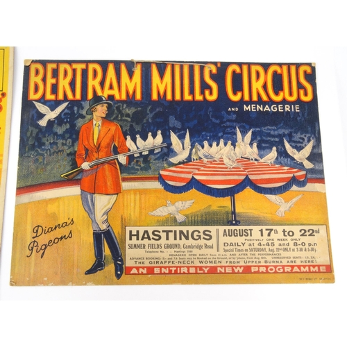 482 - Three advertising Bertram Mills Circus window hangings, published by W.E.C Berry Ltd Bradford, the l... 