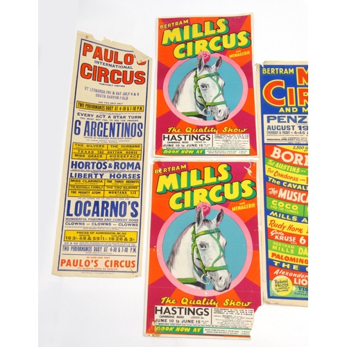 515 - Five 1930s and 1950s circus advertising posters including Bertram Mills and Paulo's International Ci... 
