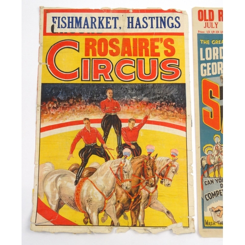 504 - Four 1940s circus advertising posters comprising - Paulo's Circus, Lord George Sanger's Circus and R... 