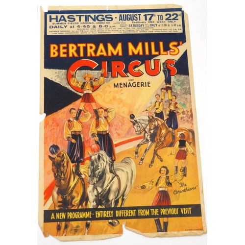 487 - Two 1930s Bertram Mills circus advertising posters, both published by W.E. Berry Ltd Bradford, each ... 
