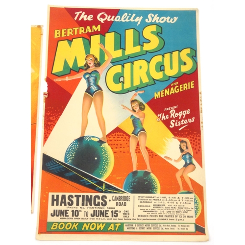 511 - Four 1950s Bertram Mills Circus advertising posters, the largest 77cm x 52cm