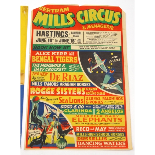 488 - Four 1950s Bertram Mills circus advertising posters, the largest 75cm x 51cm