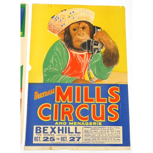 489 - Four 1950s Bertram Mills circus advertising posters, the largest 75cm x 51cm