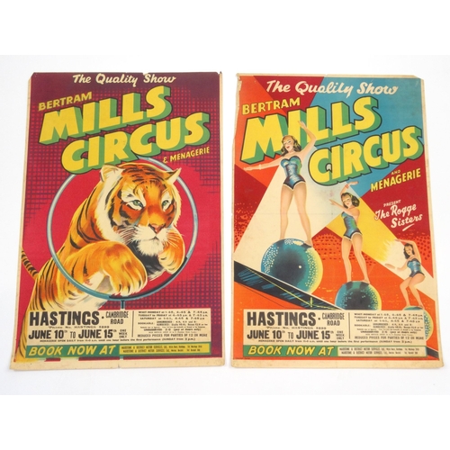 489 - Four 1950s Bertram Mills circus advertising posters, the largest 75cm x 51cm