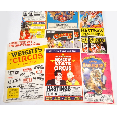 509 - Group of over 25 vintage circus advertising posters including Chipperfields, Robert Brothers, Circus... 