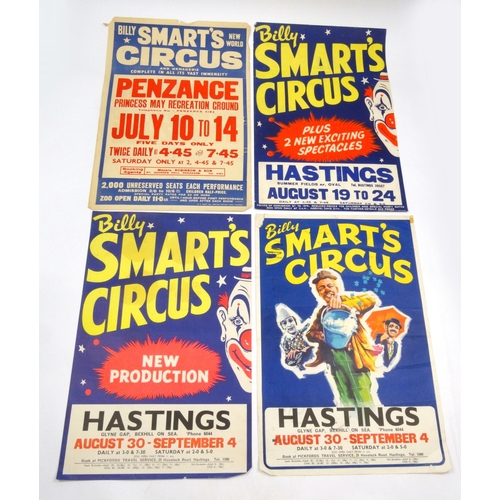 506 - Group of eight 1950s, 1960s and 1970s circus advertising posters including Billy Smart's Circus, Sir... 