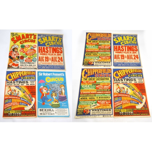 512 - Eight 1950s and 1960s circus advertising posters including Billy Smart's Circus, Chipperfields and S... 