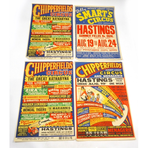 512 - Eight 1950s and 1960s circus advertising posters including Billy Smart's Circus, Chipperfields and S... 