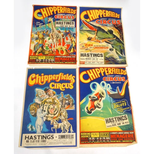 496 - Four 1950s and 1960s Chipperfields circus advertising posters, the largest 76cm x 51cm