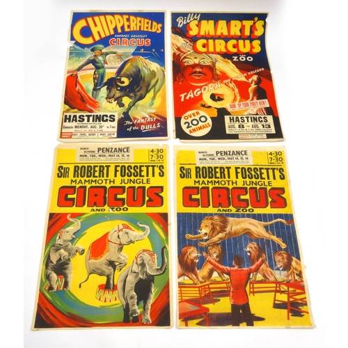 495 - Four 1950s and 1960s advertising circus posters comprising - Billy Smart's Circus, Sir Robert Fosset... 