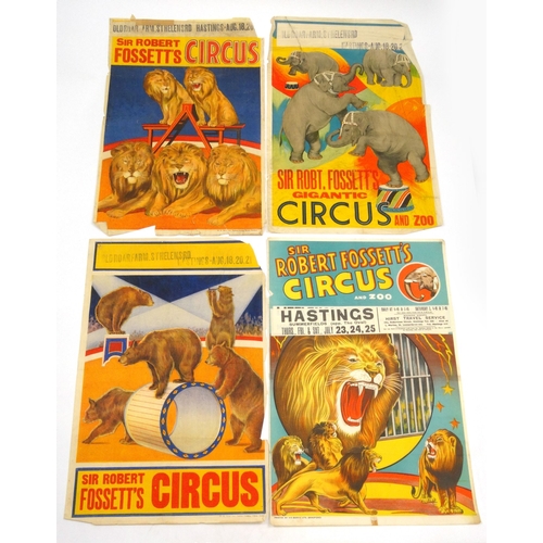 492 - Four 1940s and 1960s Sir Robert Fossett's Circus advertising posters, the largest 74cm x 51cm