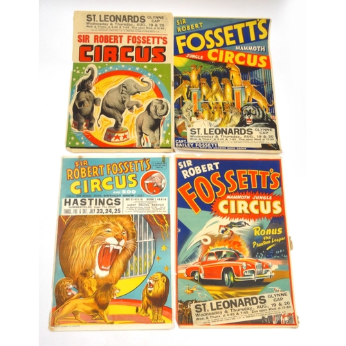 491 - Four 1960s Sir Robert Fossett's Mammoth Jungle Circus advertising posters, the largest 76cm x 51cm