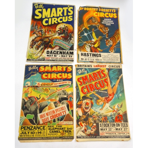 499 - Four 1950s and 1960s circus advertising posters comprising - Sir Robert Fossett's Circus and Billy S... 