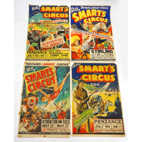500 - Four 1950s and 1960s Billy Smart's Circus advertising posters, the largest 76cm x 51cm