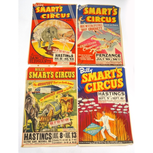 498 - Four 1950s Billy Smart's Circus advertising posters, the largest 75cm x 51cm