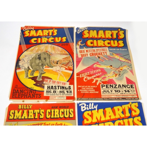 498 - Four 1950s Billy Smart's Circus advertising posters, the largest 75cm x 51cm